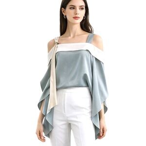 Silky Multi Color Asymmetrical Strappy Top